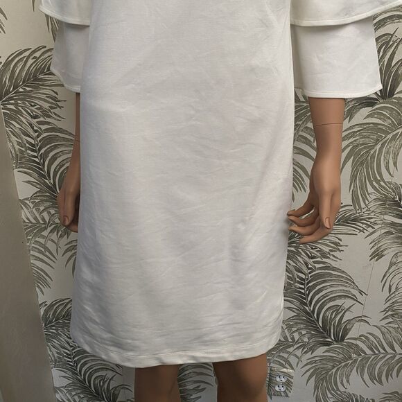 J. McLaughlin Shift Dress V Neck Bell Ruffled Sleeve Off White Size Small - Picture 3 of 14
